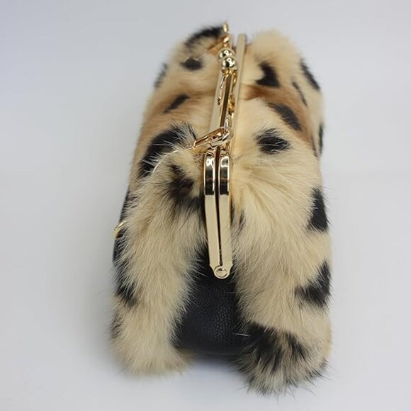 Neiman Marcus Elegant Golden Cheetah Print Handbag - Picture 5 of 7
